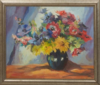 Margaret Henriques Jahncke (New Orleans/Newcomb School, 1910-1981), "Floral Still Life," 20th c.,