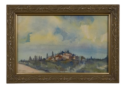 Tony Green (American/Louisiana, b. 1954), "Italian Hilltop Village", H.- 6 5/8 in., W.- 10 1/4 in.,
