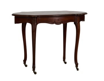 French Louis XV Style Carved Walnut Writing Table, 19th c., H.- 29 3/4 in., W.- 30 1/2 in., D.- 24