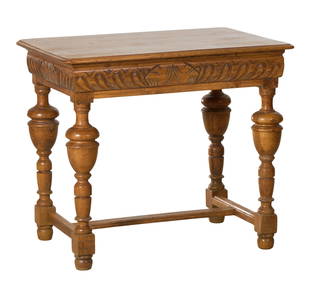 French Henri II Style Carved Oak Side Table, 20th c., H.- 29 in., W.- 32 3/4 in., D.- 23 3/4 in. (1 of 1)