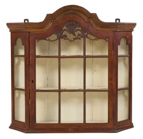 Antique Dutch Walnut Hanging Wall Cabinet, late 19th c., H.- 26 in., W.- 27 1/2 in., D.- 7 1/2 in.