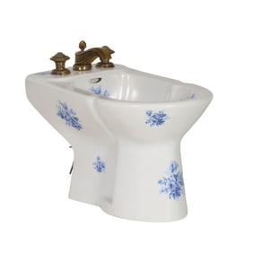 Continental Art Nouveau Painted Porcelain Bidet, 20th c., H.- 18 1/2 in., W.- 15 in., D.- 23 1/2 in.
