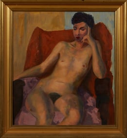 James Devita (American, 20th century), "Seated Nude," c. 1940, H.- 19 1/2 in., W.- 17 1/2 in.