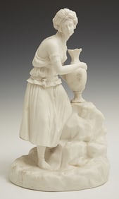 English Parian Figure, 19th c., H.- 10 1/4 in., W.- 6 3/8 in., D.- 5 1/8 in.