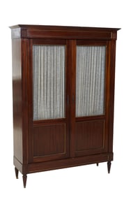 French Louis XVI Style Mahogany Bookcase, 20th c., H.- 74 1/2 in., W.- 52 in., D.- 16 in.