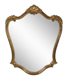 French Louis XV Style Carved Giltwood Overmantel Mirror, 20th c., H.- 32 in., W.- 26 in.
