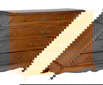 French Transitional Louis XV/XVI Style Marble Top Walnut Commode, 19th c., H.- 38 in., W.- 49 1/2 (1 of 2)