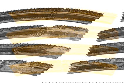 Four Antique Continental Giltwood and Gesso Architectural Cornice Fragments, 19th c., Each- H.- 11
