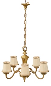 French Louis XV Style Brass Chandelier, 20th c., H.- 15 in., W.- 20 1/2 in., D.- 20 1/2 in.