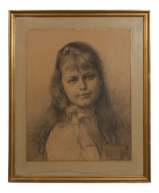 French School, "Portrait of a Girl," c., 1900, Sight- H.- 17 3/4 in., W.- 14 in., Framed- H.- 23 3/8