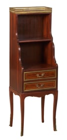 French Louis XVI Style Marble Top Mahogany Stand, 20th c., H.- 43 in., W.- 13 1/2 in., D.- 12 in.