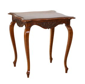 French Louis XIV Style Oak Side Table, 20th c., H.- 27 1/2 in., W.- 26 in., D.- 26 in. (1 of 1)