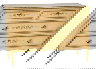 French Louis XVI Style Creme Peinte Commode, 20th c., H.- 27 3/4 in., W.- 40 in., D.- 17 in. (1 of 1)