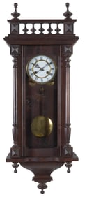 French Henry II Style Walnut Regulator, 20th c., H.- 37 in., W.- 13 1/4 in., D.- 8 in.