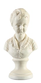 French Carved Alabaster Bust of a Male Child, early 20th c., H.- 11 5/8 in., W.- 5 5/8 in., D.- 4