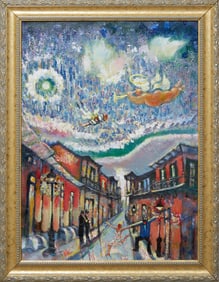 Brad Reynolds (New Orleans), "LSU Player Falling from the Sky Over Bourbon Street," 21st c., H.- 23