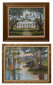 Dee Deidrich (American), "Oak Alley Plantation," 1998 and "Cabin in the Swamp," 1977, H.- 19 1/2