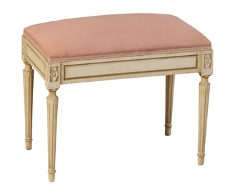 French Louis XVI Style Creme Peinte Window Seat, 20th c., H.- 19 in., W.- 21 1/2 in., D.- 13 1/4 in.