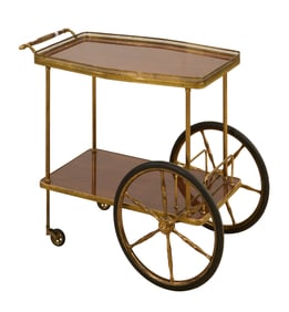 French Louis XVI Style Brass Dessert Cart, 20th c., H.- 27 1/2 in., W.- 30 in., D.- 18 1/4 in.