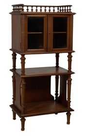 Diminutive French Henri II Style Carved Walnut Parlor Cabinet, 20th c., H.- 46 1/2 in., W.- 22 in.,