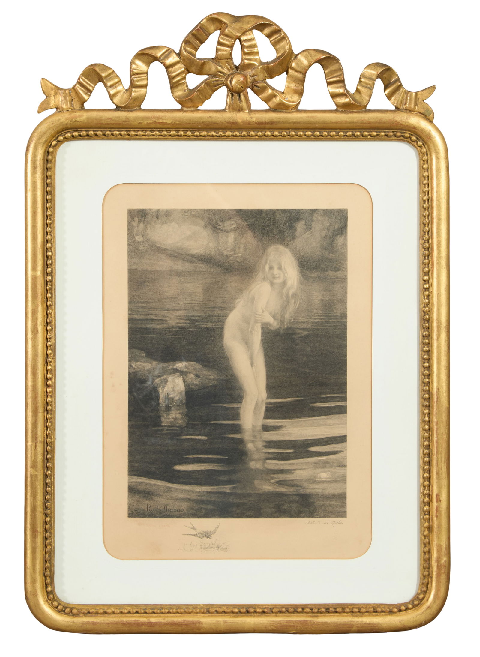After Paul Emile Chabas (French, 1869-1937), "Baigneuse Au Crepuscule," Sight- H. 13 3/4 in., W.- 9 (1 of 5)