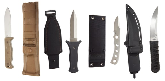 A Group of Four Combat/Survival Knives, 20th c., L.- Longest- Blade- 5 in. (4 Pcs.)