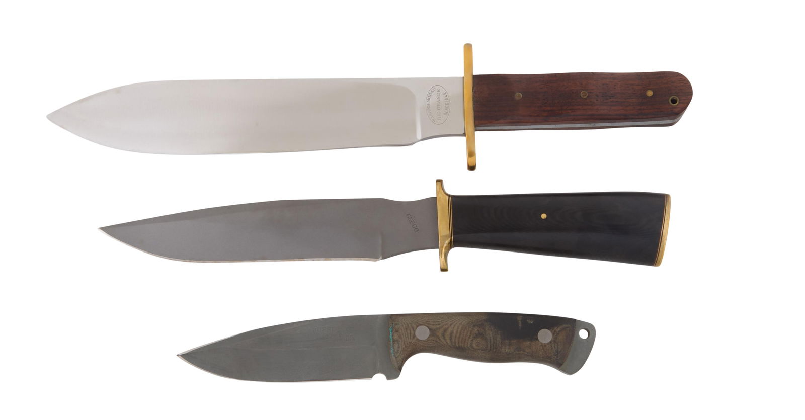 Group of Three Combat Knives, 20th c., Longest- L.- Blade- 8 3/4 in. (3 Pcs.) (1 of 5)