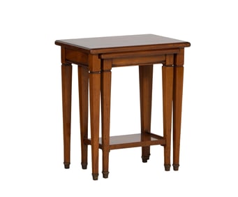 Two French Directoire Style Cherrywood Nesting Tables, 20th c., Overall- H.- 20 1/2 in., W.- 17 1/2