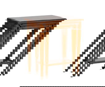Two French Directoire Style Cherrywood Nesting Tables, 20th c., Overall- H.- 20 1/2 in., W.- 17 1/2 (1 of 2)