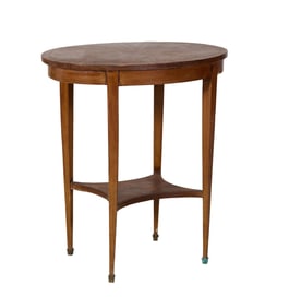 French Louis XVI Style Parquetry Side Table, 19th c., H.- 28 1/2 in., W.- 25 1/2 in., D.- 18 1/2 in.