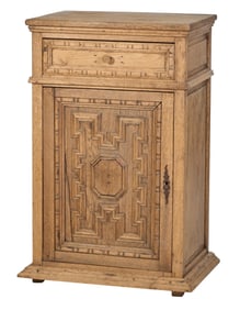 French Provincial Bleached Oak Cupboard, 19th c., H.- 39 3/4 in., W.- 24 1/2 in., D.- 18 in.