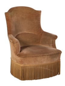Edwardian Style Upholstered Slipper Chair, 20th c., H.- 35 1/2 in., W.- 28 in., D.- 26 in.