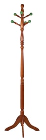French Ring Turned Cherry Coat Rack, 20th c., H.- 72 in., W.- 20 in., D.- 20 in.