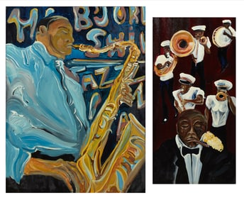 Rudy Rowell (Bogalusa, Louisiana, 1963-2009), "Procession," 2007, and "Swing," 2007, H.- 48 in., W.-
