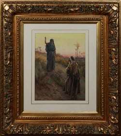 Evelyn Stuart Hardy (1866-1935, British), "Mary and Joseph in the Desert," 20th c., H.- 18 in., W.-