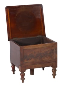 English Regency Mahogany Leather Top Bed Steps, 19th c., Closed- H.- 17 1/2 in., W.- 19 in., D.- 16