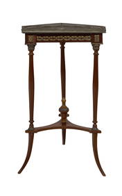 French Louis XVI Style Ormolu Mounted Marble Top Stand, 20th c., H.- 32 in., W.- 18 in., D.- 15 1/2 (1 of 2)