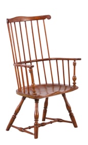 American Elm Comb Back Windsor Arm Chair, 18th c., H.- 44 in., W.- 24 1/2 in., D.- 20 in.