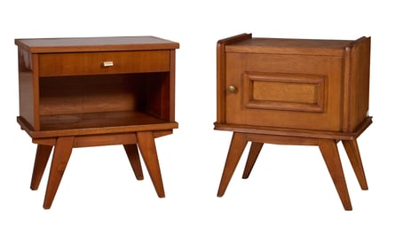Two Mid Century Modern Night Stands, mid 20th c., H.- 22 in., W.- 18 1/2 in., D.- 12 1/2 in. (2