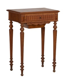 French Louis Philippe Pine Work Table, mid 19th c., H.- 28 3/4 in., W.- 20 1/4 in., D.- 14 3/4 in.
