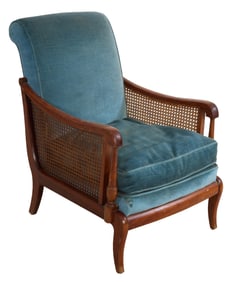English Regency Inspired Library Chair, 20th c., H.- 24 1/2 in., W.- 33 in., D.- 33 in.