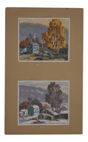 Holger J. Jensen (Danish, 1900-1966), "Fall" and "Winter," Each- H.- 4 1/2 in., W.- 5 1/2 in.,