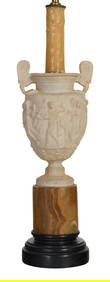 Relief Carved Marble Urn Lamp, early 20th c., H.- 18 in., Dia.- 4 1/2 in. (1 of 4)
