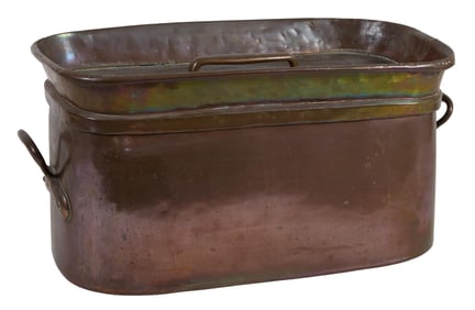 Large French Copper Rectangular Cooking Pot, early 20th c., H.- 10 1/2 in., W.- 21 1/2 in., D.- 10