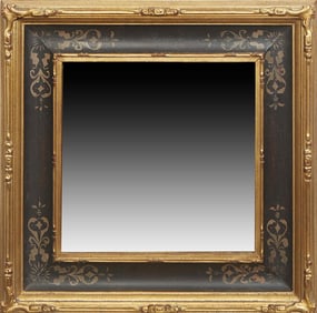 American Gilt and Gesso Mirror, H.- 20 3/4 in., W.- 20 3/4 in., D.- 1 3/4 in.
