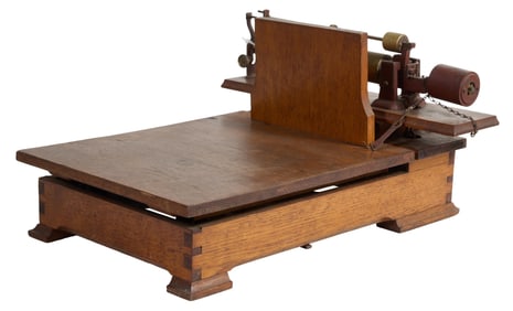 Vintage French Oak Grocery Scale, mid 20th c., H.- 13 in., W.- 20 1/4 in., D.- 22 3/4 in.