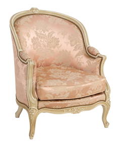 French Louis XV Style Creme Peinte Bergere, 20th c., H.- 33 in., W.- 27 in., D.- 27 in. (1 of 1)