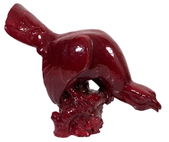 Continental Glazed Ceramic Hawk, 20th c., H.- 13 3/4 in., W.- 18 in., D.- 9 in.