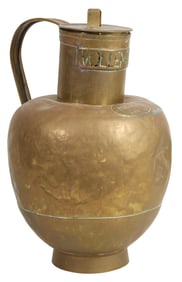 Dutch Brass Milk Pitcher, early 20th c., H.- 17 3/8 in., W.- 13 in., D.- 10 3/4 in.