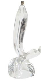 French Daum Crystal Figural Swan Lamp Base, 20th c., H.- 12 in., W.- 5 in., D.- 4 in.